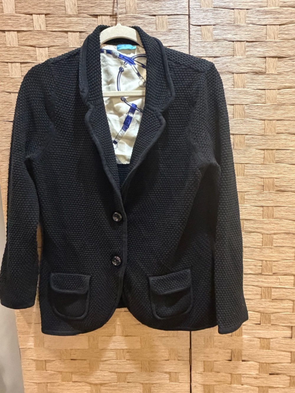 J McLaughlin Black Knit Sweater Blazer L Textured Quiet Luxury Jacket - Picture 2 of 6